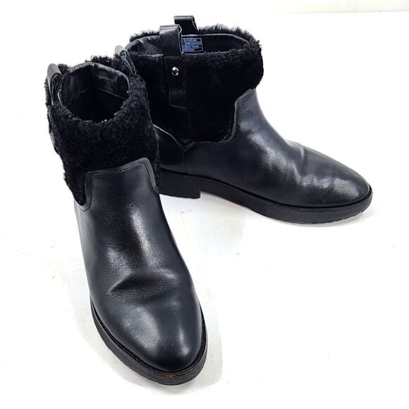 FitFlop Mimie Leather Shearling Ankle Boot 7 - Picture 1 of 6